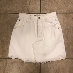 Free People White Denim Mini Skirt